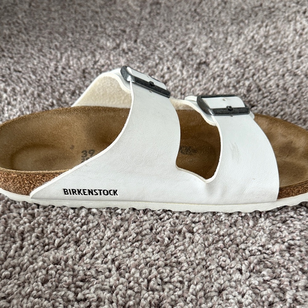 Birkenstock White Two-Strap Slide Sandal